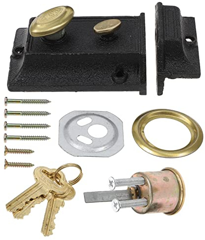 HOMSFOU Serrure à Pêne Dormant Vintage Double Sécurité Alliage Robuste Fonction Silencieuse Pour Portes En Bois D’entrée Usage Résidentiel