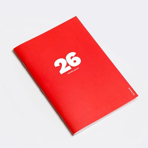 OCTÀGON Design 2026 Großer Monatsplaner, 12 Monate, Januar - Dezember 2026, der kultige Monthly Octagon-Planer, A4, Rot, Softcover