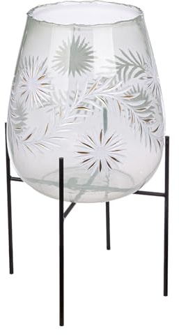 GILDE Windlicht Diore aus Glas - Blumendesign - klar - Höhe 50cm x Ø 24cm - Kerzenleuchter