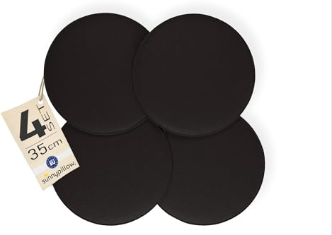 sunnypillow 4er Set Sitzkissen Filz Stuhlkissen rund Ø 36cm, Schwarz | gemütliche Filzkissen für Bank und Stuhl in Haus und Garten, Indoor/Outdoor, Polster Stuhlauflage, Sitzauflage