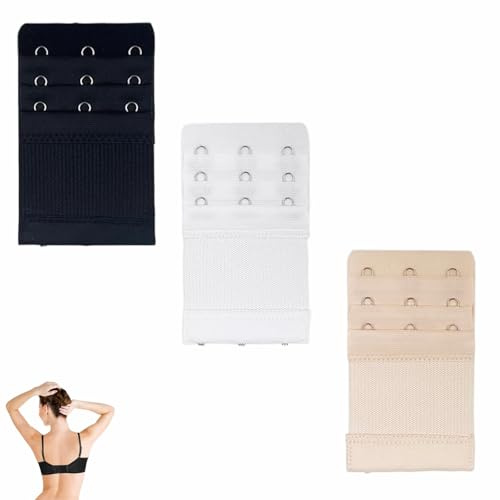 3 Pezzi Prolunga Reggiseno 3 File 4 Ganci Elastico Estensioni Reggiseno | Comodo Allunga Reggiseno da Donna per La Gravidanza Ragazze Nero Bianco Carnagione