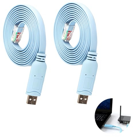 Sylkeov Cavo per console USB a RJ45, 2 pezzi, cavo USB per router compatibile Cisco, Switch e AP, lunghezza 1,8 m, blu, compatibile con Windows, Mac e Linux