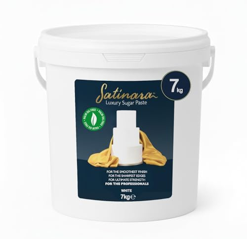Satinara Luxury White Sugar Paste for Cakes and Bakes, Palm Oil Free, Fondant Icing For Cake Covering, Extra Large Bulk Pack – White, 7kg
