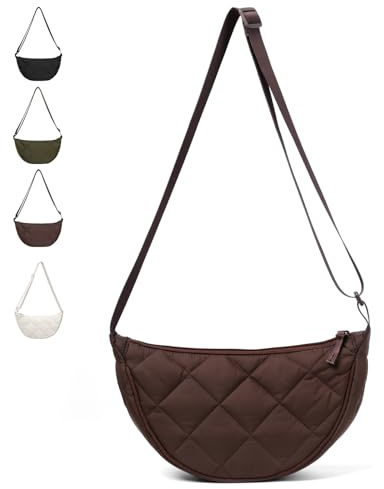 GoPaw Damen Halbmond Crossbody Schultertasche, Nylon Hobo Halfmoon Bag, Crossbody Bag Damen Halbmond Schultertasche mit verstellbarer Schultergurt, Einfarbige