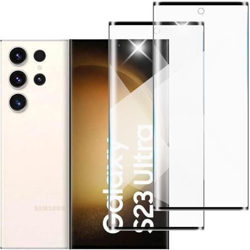[2 Piezas] Protector Pantalla para Samsung Galaxy S23 Ultra Cristal Templado,3D Curved,Dureza 9H,Antihuellas,Sin Burbujas,Antiarañazos,Cristal Templado Alta Definicion