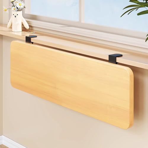 Fensterbank Verbreiterung Innen Klappbare Fensterbankverlängerung aus Holz, Ablagefläche für Arbeitsplatten, 40–90 cm Platzsparende Fensterbankverlängerung(Natural,80x25cm(31.5x9.8in))