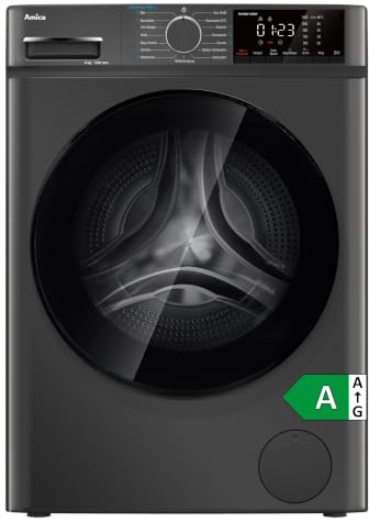 Amica Waschmaschine 8 kg Frontlader SteamPowerPro Grau WA 4148 G | 1400 U/min, BLDC Motor, AquaStop, Auto OneTouch, 15 Programme, LED Display, Kindersicherung, Express 15’ Programm