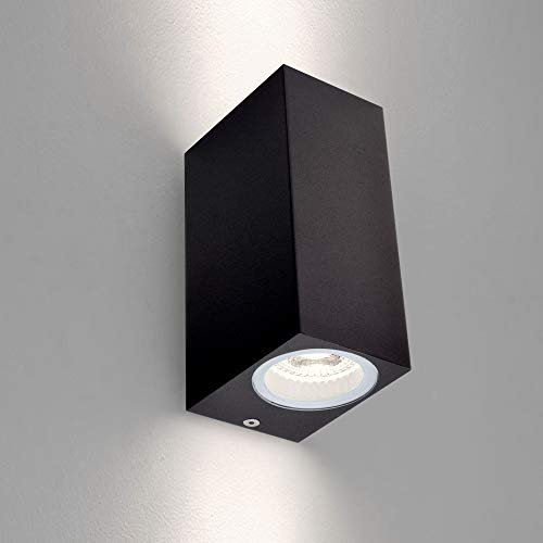 Aussenleuchte 1268 up&down 2x GU10 Fassung Wandleuchte Aussenwandlampe Wandlampe Aussenwandleuchte Schwarz (LED 5W Neutralweiß)