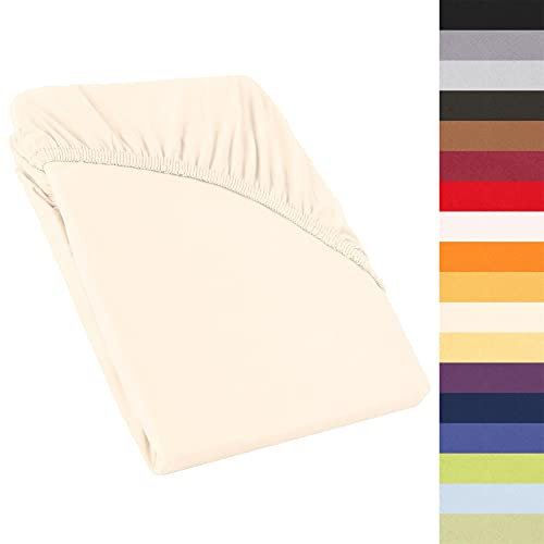 CelinaTex Perla Boxspringbett Wasserbett Topper Spannbettlaken Doppelpack 90x200-100x200 cm beige Natur Jersey Mako Baumwolle 160g/qm Bettlaken Laken