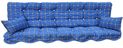 Adlatus-Kühnemuth Polsterauflage Hollywoodschaukelauflage Modell 933 modernes Design blau-weiß-kariert(150 x 50 cm Hollywoodschaukelauflage)