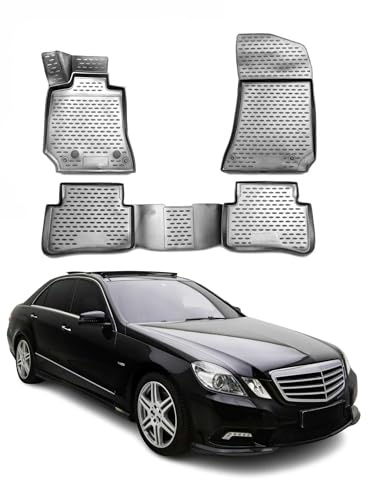 OMAC Fußmatten für Mercedes W212 2009-2016 TPE 4X Grau | Gummimatten, Automatten, Allwetter, fahrzeugspezifisches Produkt, Antirutsch, 3D-Passform, wasserdicht