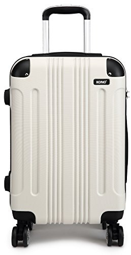 Kono Hartschale Trolley Koffer 4 Rollen Reisekoffer Gepäck (Beige, M)
