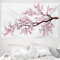 ABAKUHAUS Japan Wandteppich und Tagesdecke, Sakura Zweig Blüten aus Weiches Mikrofaser Stoff Waschbar ohne Verblassen Digitaldruck, 230 x 140 cm, Dunkelbraun Rosa