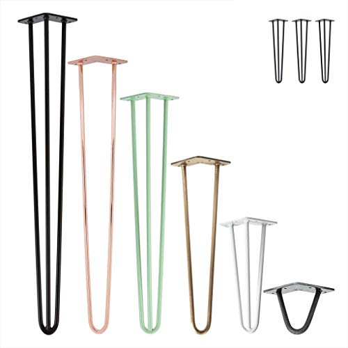 Natural Goods Berlin 3X Hairpin Leg Tischbeine |12mm Stahl | viele Farben | alle Größen | 100cm/3 Streben (Schwarz)