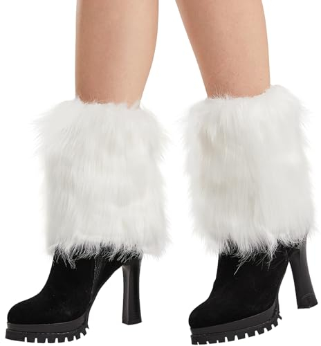 Nanxson Donna Scaldamuscoli In Pelliccia Inverno Polsini Di Stivali Corti Copri Maniche TTW0071 (Bianco)