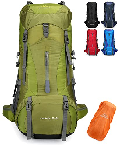 Doshwin 70L Rucksack Campingrucksack Trekkingrucksack Wanderrucksack Reiserucksack (mit Regenschutz) (Grün)