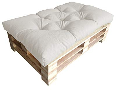 chilly pilley Palettenauflage Schaumflocken palettenkissen Palettenpolster Palettenmöbel Palettensofa Rückenlehne Sitzkissen Seitenkissen Set (Sitzkissen 120 x 60 Elfenbein)