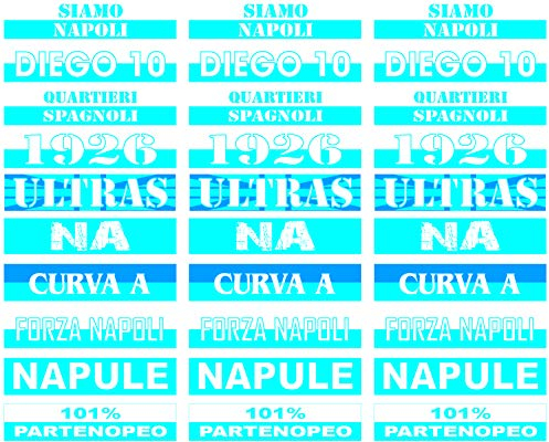 Tipolitografia Ghisleri N. 30 Adesivi Napoli Napule biancoazzurri 7x1,5 cm. forniti su Bobina prefustellata per Moto Auto Vetro ECC.
