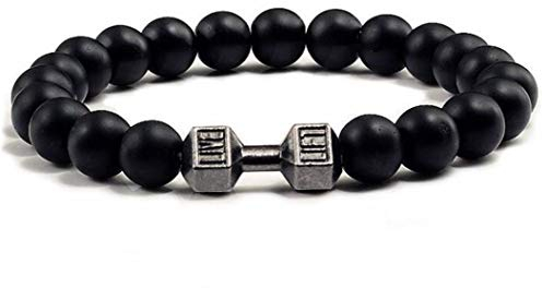 ZXDDD Schwarz Matt Stein Hantel Armband StylishJewelry Perlen Armband Geschenk für Männer Jungen,Stil 2
