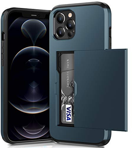ACOCOBUY Coque pour iPhone 12 Pro Max - Étui Portefeuille Antichoc avec Porte-Cartes - Protection à Double Couche Armor Housse 6,7 Bleu Marine