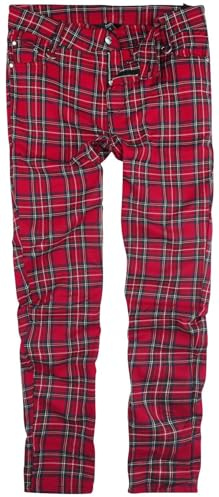 Banned Alternative Pantalon Tartan Homme Pantalon en Toile Rouge XL