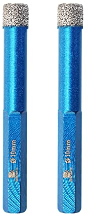 BRSCHNITT 2pcs 10mm Diamond Hole Saw Core Drill Bit Set for Porcelain Tile, Ceramic, Stone, Granite, Marble - Dry Drilling Hex Shank Kit