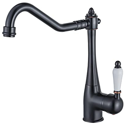BOAOTX Küchenarmatur Schwarz Retro, Wasserhahn Küche Landhaus, 360° Drehbar Spültischarmatur Antik, Einhebel Mischbatterie Küchenspüle Amatur aus Messing Öl eingerieben Bronze
