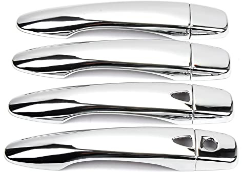 Dreamseek 4 Door Handle Cover Compatible with NlSSAN Rouge T32, X-Trail, Qashqai J11 2014 2015 2016 2017 2018 2019 2020 Exterior ABS Triple Chrome Plated Molding Protector Trim (w/ Smart Keyhole)