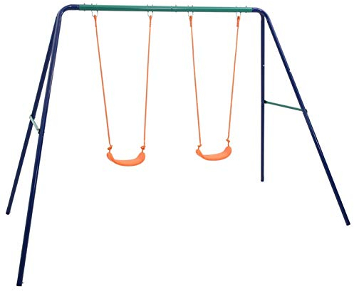 Yongdu Schaukelset mit 2 Sitzen, Schaukelgestell, Schaukel Outdoor Mit Gestell, Doppelschaukel, Gartenschaukel, Draußen Schaukeln, Stahl
