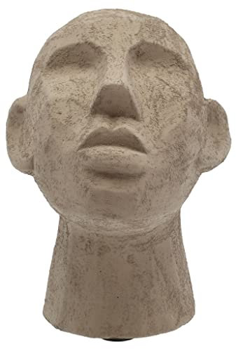Villa Collection Talvik Kopf Figur Deko, Dekorative Skulptur aus Beton/Zement, Skandinavische Deko Modern, 16 x 18 x 23 cm, Graubraun