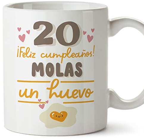 MUGFFINS Tazas 20 Cumpleaños - En Español - Feliz Cumpleaños Molas un Huevo - 11 oz / 330 ml - Regalo original y divertido