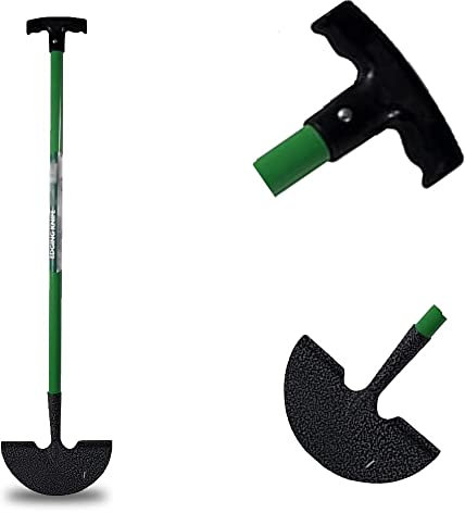 Yaldram Lawn Edging Tool, Grass Lawn Edger, Border Edging Cutter, Carbon Steel Garden Edger Tool Half Moon - Green (93 x 22 x 4 cm)