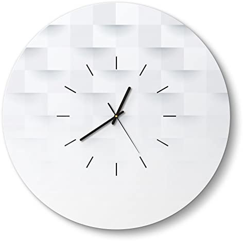 DEQORI Glasuhr | rund Ø 50 cm | Motiv Abstraktes Geo-Muster | große XXL Design Uhr aus Glas | leise Wanduhr für Wohnzimmer & Küche | Moderne Hingucker Uhr für die Wand