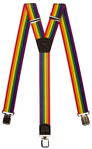 Olata längenverstellbare unisex Hosenträger bunt mit Clips/Regenbogen Hosenträger - 2,5cm, Y-Form