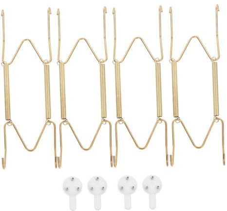 Abaodam 4pcs Spring Wall Plate Hangers Metal Hanger for Plate Dish Wall Dish for Kitchen Decor