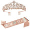 Geburtstag Königin Schärpe & Strass Tiara Kit - 21. 30. 40. 50. 60. Geburtstag Geschenke Geburtstag Schärpe für Frauen Geburtstag Party Supplies (Rose Gold)