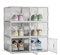 FUNLAX Cajas de Zapatos, Juego de 12 Cajas Transparentes con Puerta magnética, Tamaño hasta 45 Almacenamiento práctico, Blanco Medio