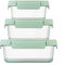 Locknlock NestnLock Stackable Food Storage Containers 3pc set - 500ml / 920ml / 1.6L, Sage Green