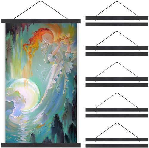 Kanayu 6 Pack Magnetic Poster Hanger Frame Light Wooden Frame,16 Inch,Black