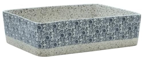 vidaXL Lavabo de Encimera Rectangular, Lavamanos de Tocador, Lavabo de Fregadero, Lavamanos sobre Encimera para Baño Aseo, Cerámica Gris Azul