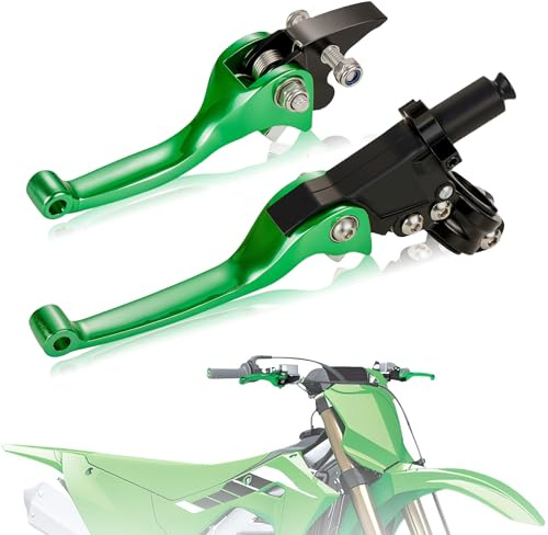 IUVWISN Pit Bike Bremsen-Kupplungshebel 1 Paar 7/8 22mm geschmiedetes Aluminium klappbar Satz für 50CC-150CC KX KLX 90/110/125/140/150cc Pit Dirt Bike ATV Mini Bike Grün