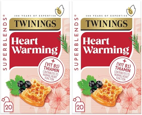Twinings Superblends Heartea Tea - Blackcurrant & Rosemary Herbal Tea Infusion with Honey, Hibiscus & Vitamin B1 (Thiamin) - 20 x Biodegradable Tea Bags (Pack of 2)