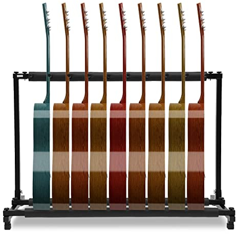 vinnyooc 9 Fach Gitarrenständer Stand, Art Gitarrenständer E-Gitarre, Bass Gitarrenständer, Notenständer Eisen, Universal Bassständer Halterung