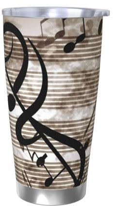 KHiry 20oz Tumbler with Lid 20 Oz Stainless Steel Tumbler Music Note Insulated Tumblers Travel Mug Vacuum Tumbler cup for Travel Reusable Car Cup Coffee Mug for work Drink Cup