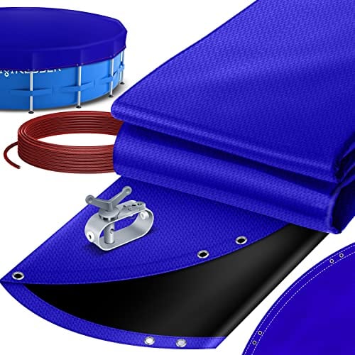 KESSER® Solar Poolabdeckung Pool Abdeckplane Rund Ø488cm für 388-428cm Pools | Poolplane 200g/m² PE Material Inkl. Stahlseil + Seilspanner mit Ösen | UV-resistente Solarplane Abdeckung Sommer & Winter
