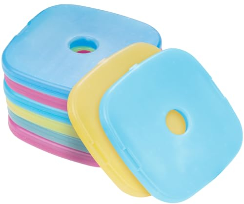 Anstore 8 Pack Ice Blocks Ice Packs, Colourful Mini Freezer Blocks Freezer Cooler Bag Box, Great for Kids School Lunch Boxes, Camping, Picnic, Hiking - Size 12 x 12 x 1.3cm