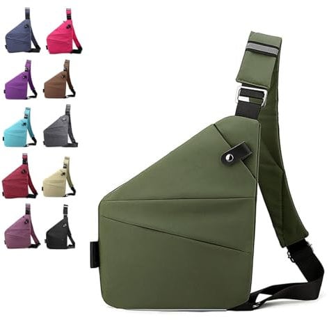 Diebstahlsichere Reisetasche - Brusttasche, Anti Theft Travel Bag, Umhängetasche Bodybag für Damen und Herren (Grün)