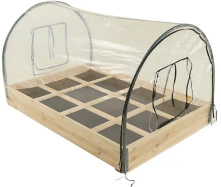 Habitat et Jardin Carré Potager en Bois 116 x 81 x 67,5 cm Muscari - avec Housse Serre châssis
