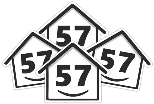 4 x Bin Numbers for Wheelie Bins, 1-99, 15cm ‘Happy House’ Design Dustbin Stickers, Easy Application Stick On Number Stickers - Weatherproof Self Adhesive Vinyl, Black (57)