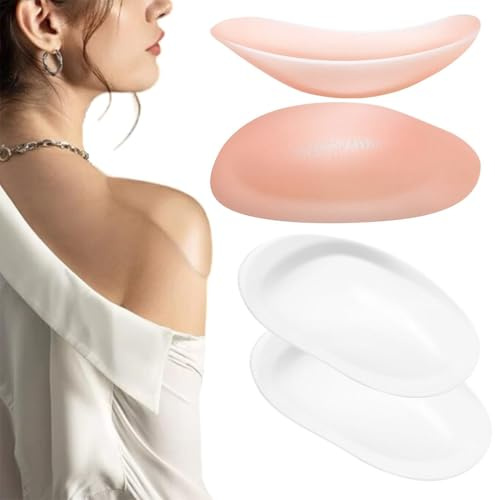 VEOIRXU 2 Paar Schulterpolster Damen Silikon Schulterpolster Selbstklebende Unsichtbare Schulterpolster für Frauen/Mann,Blazer Kleidung, Damen-Schulterpolster(transparent und hautfarben)